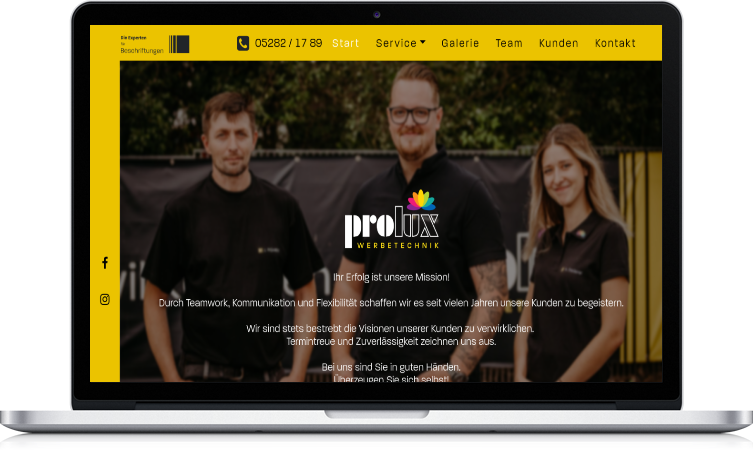 Webdesign für Prolux Werbetechnik